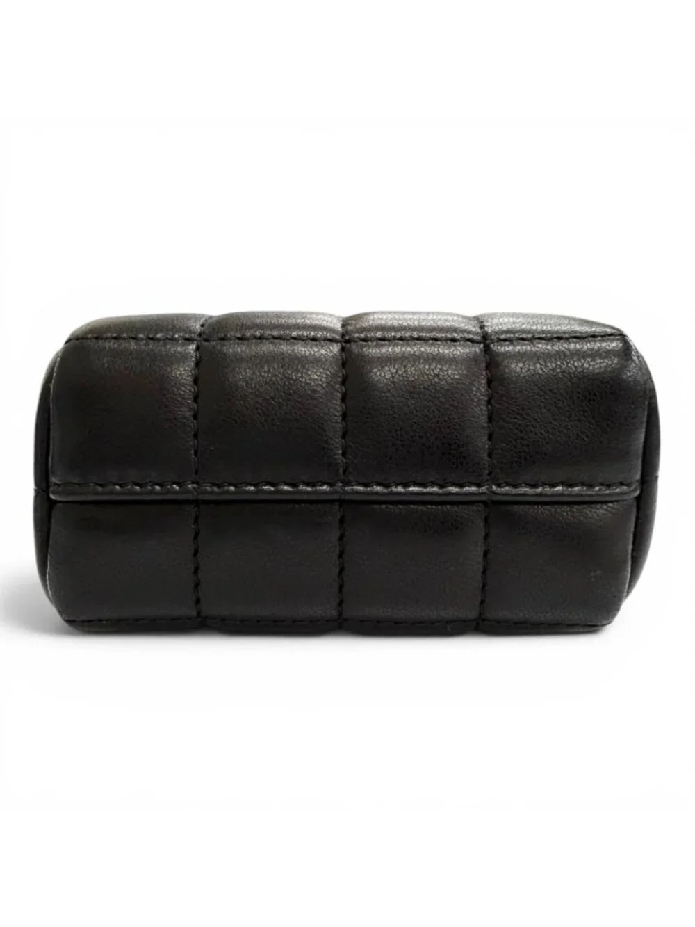 Saint Laurent Paris Cassandra Logo Square Leather Quilted Pouch Black